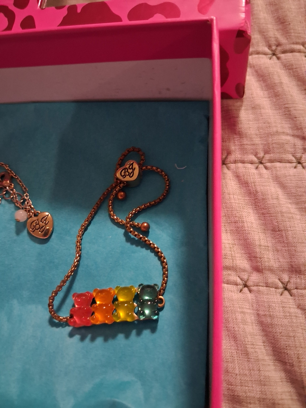 Betsey Johnson Pink Rainbow Crystal Bar Necklace - Set of 2 - Picture 4 of 7